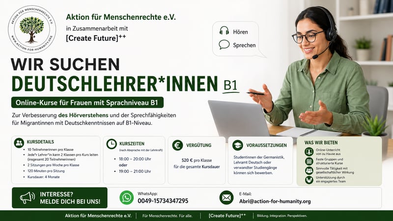 Aufruf zur Gewinnung von Deutschlehrkräften (Online)